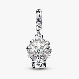 Authentic Pandora Snowflake Snowglobe Dangle Charm, 925